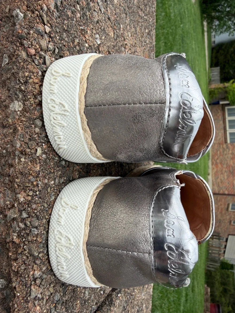 Sam Edelman Metallic Silver Slip-On Espadrille Sneakers banks